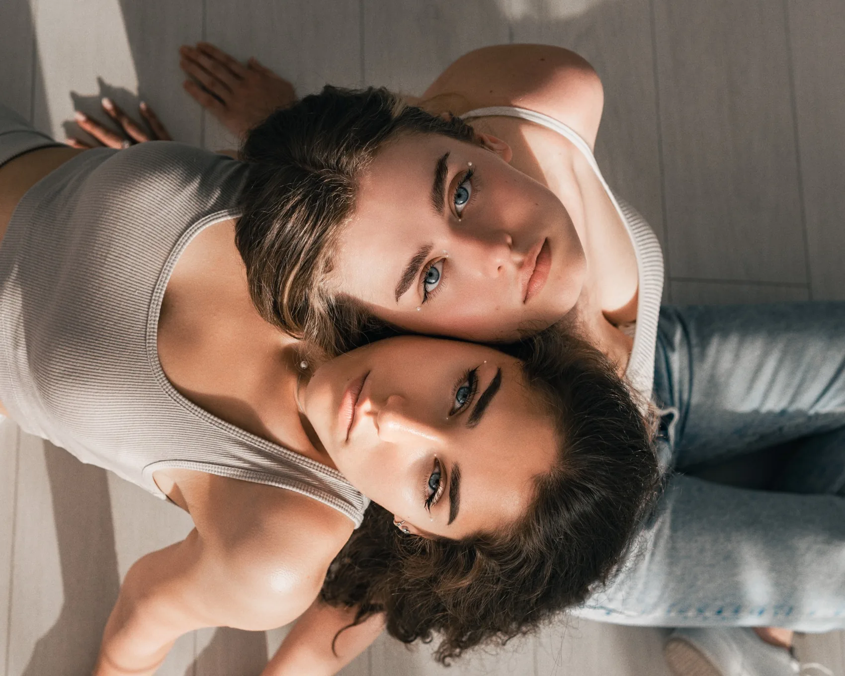 Double portrait top view